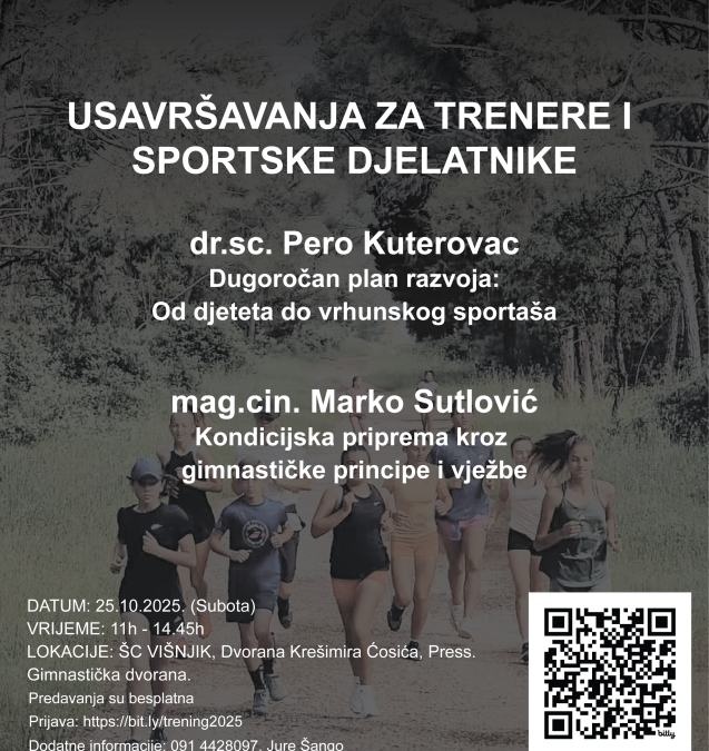 Stručno usavršavanje za trenere i sportske djelatnike uz Peru Kuterovca i Marka Sutlovića